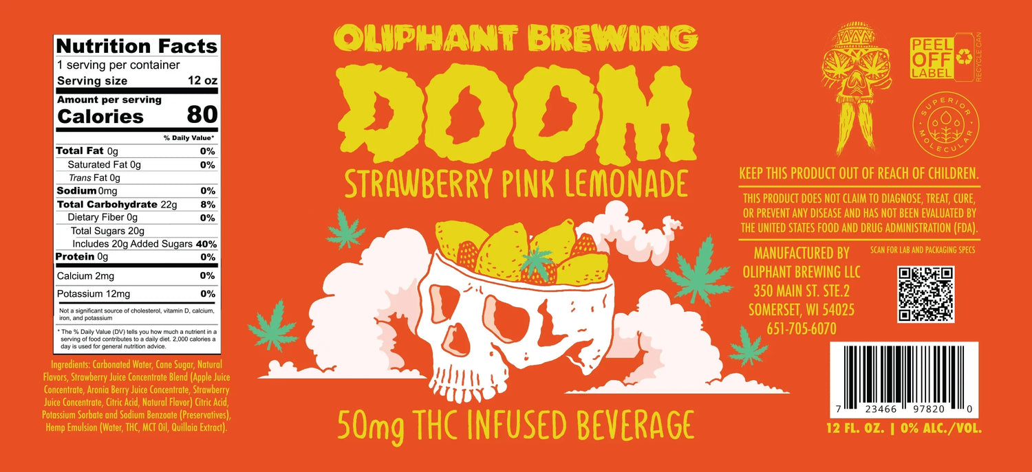 DOOM - STRAWBERRY PINK LEMONADE 50mg THC