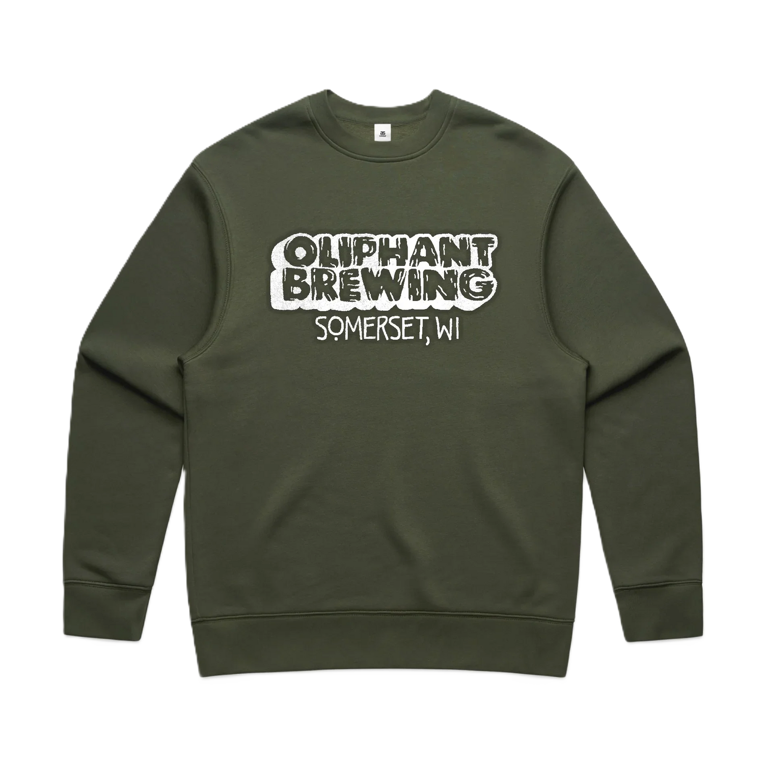 Oliphant Puff Paint Crewneck - Cypress Green