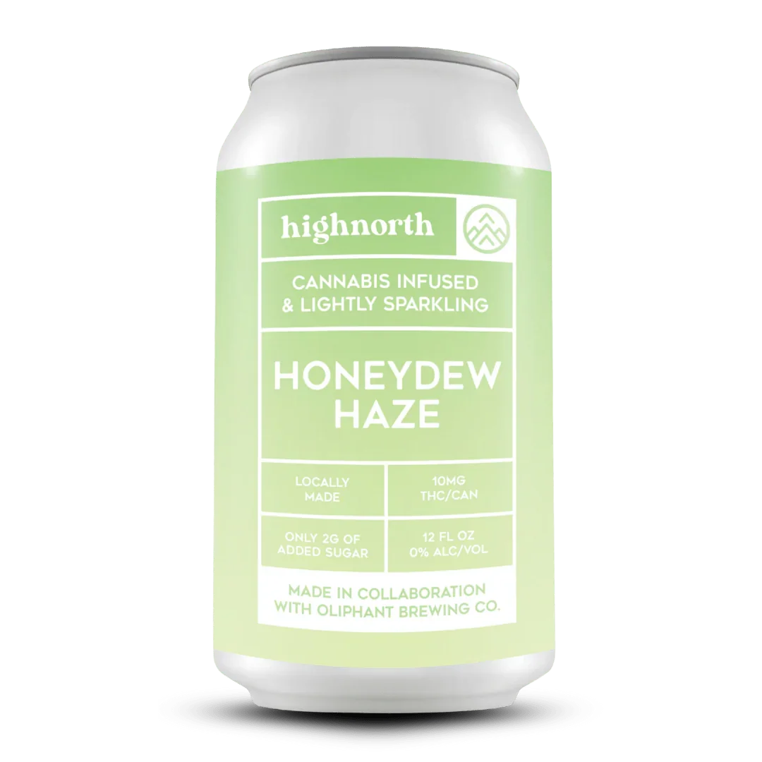 Highnorth Honeydew Haze cannabis infused sparkling drink can, green label, 10mg THC
