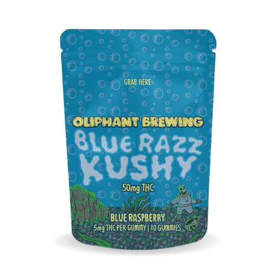 Blue Razz Kushy | 50mg Gummy | Blue Raspberry – Oliphant Brewing