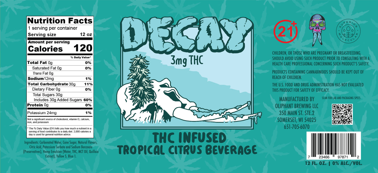 Decay Tropical Citrus 3mg THC Beverage
