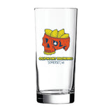 Oliphant Brewing 15oz glass with red skull, yellow chips, and Somerset WI text