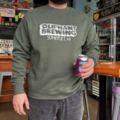 Oliphant Puff Paint Crewneck - Cypress Green