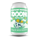 Oliphant Brewing DOOM Tropical Citrus THC infused beverage can with skull and fruit design